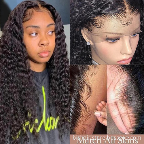 Deep Curly HD Lace Frontal Wig Peruvian Deep Curly Wave Human Hair Full lace Wig 180% Density Wig